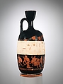 Terracotta lekythos (oil flask), Attributed to the Eretria Painter, Terracotta, Greek, Attic