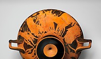 Terracotta kylix (drinking cup), Attributed to the Magnoncourt Painter (namepiece), Terracotta, Greek, Attic