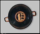 Terracotta kylix (drinking cup), Attributed to the Briseis Painter, Terracotta, Greek, Attic