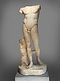 Marble statue of the Diadoumenos (youth tying a fillet around his head), Copy of work attributed to Polykleitos, Marble, Roman