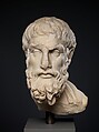 Marble head of Epikouros, Marble, Pentelic, Roman