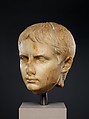 Stone head of a Julio-Claudian youth, possibly of Gaius Caesar, gypsum alabaster, Roman
