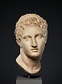 Marble head of a horned youth wearing a diadem, Marble, Greek
