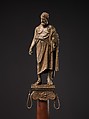 Bronze statuette of a philosopher on a lamp stand, Bronze, Roman