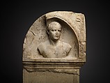 Marble pediment of a funerary altar, Marble, Roman