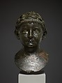 Bronze portrait bust of a young boy, Bronze, silver, Roman