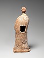 Terracotta statuette of a standing woman, Terracotta, Greek, probably Attic
