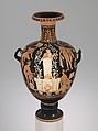 Terracotta hydria (water jar), Attributed to the Olcott Painter, Terracotta, Greek, South Italian, Campanian