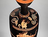 Terracotta lekythos (oil flask), Attributed to Hermonax, Terracotta, Greek, Attic