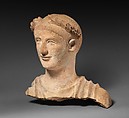 Terracotta head and shoulders of a man, Terracotta, Cypriot