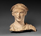 Terracotta head and shoulders of a man, Terracotta, Cypriot