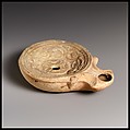Terracotta oil lamp, Terracotta, Roman