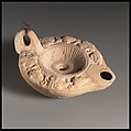 Terracotta oil lamp, Terracotta, Roman