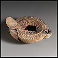 Terracotta oil lamp, Terracotta, mold-made, Roman