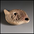 Terracotta oil lamp, Terracotta, Roman