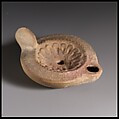 Terracotta oil lamp, Terracotta, Roman