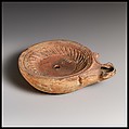 Terracotta oil lamp, Terracotta, Roman