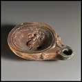 Terracotta oil lamp, Terracotta, Roman