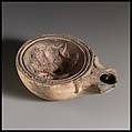 Terracotta oil lamp, Terracotta, Roman
