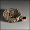 Terracotta oil lamp, Terracotta, Roman
