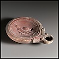 Terracotta oil lamp, Terracotta, Roman