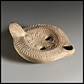 Terracotta oil lamp, Terracotta, Roman