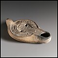 Terracotta oil lamp, Terracotta, Roman
