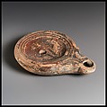 Terracotta oil lamp, Terracotta, Roman