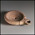 Terracotta oil lamp, Terracotta, Roman