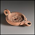 Terracotta oil lamp, Terracotta, Roman