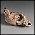 Terracotta oil lamp, Terracotta, Roman