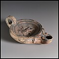 Terracotta oil lamp, Terracotta, Roman