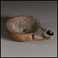 Terracotta oil lamp, Terracotta, Roman