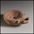 Terracotta oil lamp, Terracotta, Roman