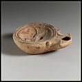 Terracotta oil lamp, Terracotta, Roman