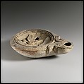 Terracotta oil lamp, Terracotta, Roman