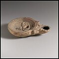 Terracotta oil lamp, Terracotta, Roman