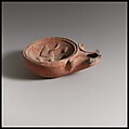 Terracotta oil lamp, Terracotta, Roman
