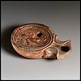 Terracotta oil lamp, Terracotta, Roman