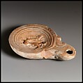 Terracotta oil lamp, Terracotta, Roman