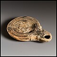 Terracotta oil lamp, Terracotta, Roman