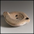 Terracotta oil lamp, Terracotta, Roman