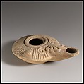 Terracotta oil lamp, Terracotta, Greek or Roman