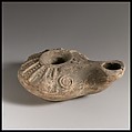 Terracotta oil lamp, Terracotta, Greek or Roman