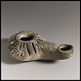 Terracotta oil lamp, Terracotta, Greek or Roman
