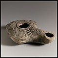 Terracotta oil lamp, Terracotta, Greek or Roman