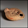 Terracotta oil lamp, Terracotta, Roman