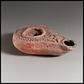 Terracotta oil lamp, Terracotta, Roman