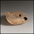 Terracotta oil lamp, Terracotta, Roman