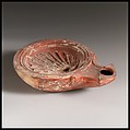 Terracotta oil lamp, Terracotta, Roman